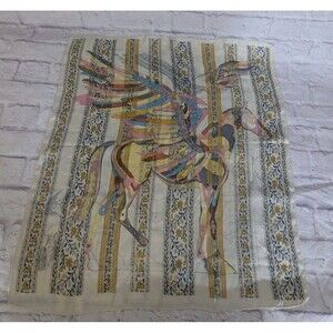 Silky Satin Equestrian Scarf Horse With Wings 27x27 Luxury Style Pegasus Pegase